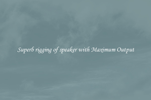 Superb rigging of speaker with Maximum Output