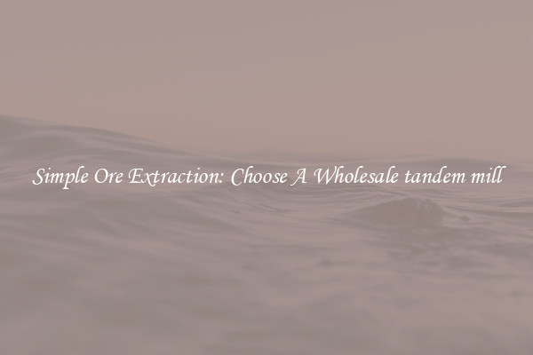 Simple Ore Extraction: Choose A Wholesale tandem mill